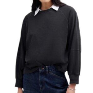 MADEWELL Relaxed Long-Sleeve Raglan Tee Black Coal Oversized Women's XS